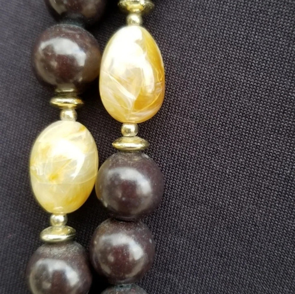 Vintage abalone leaf and agate bead necklace‎ - Picture 3 of 9